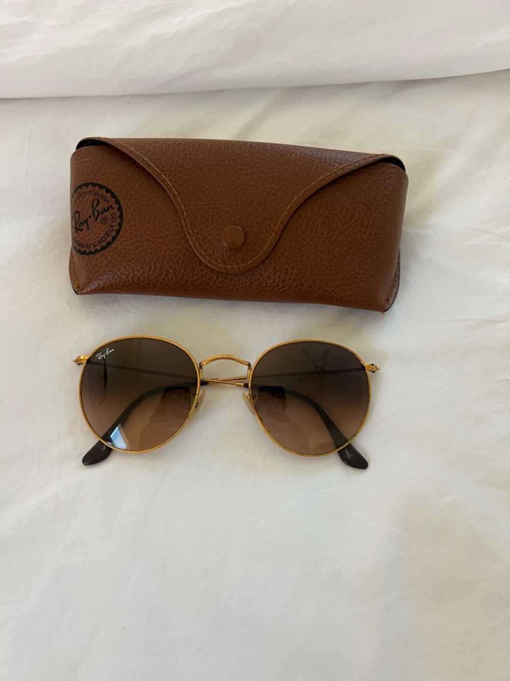 Ray-Ban Gold Frame Sunglasses with Brown Gradient Lenses
